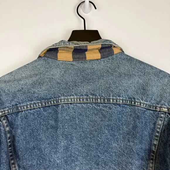 Vintage Levis 70411 Mens Lined Denim Trucker Jacker US Marine Corps Patch - 46 - Picture 9 of 14